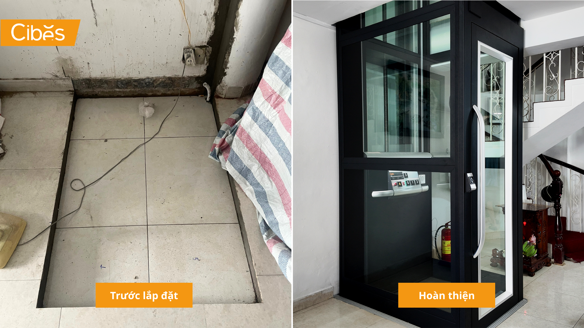 Lắp thang máy gia đình homelift Cibes Uno cho công trình tại phường Tân Định